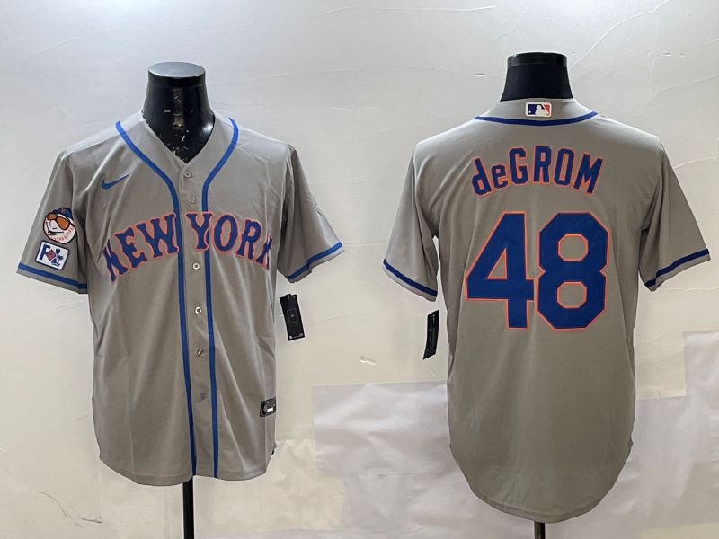 Men New York Mets 48 Degrom Grey Game 2025 Nike MLB Jersey style 1